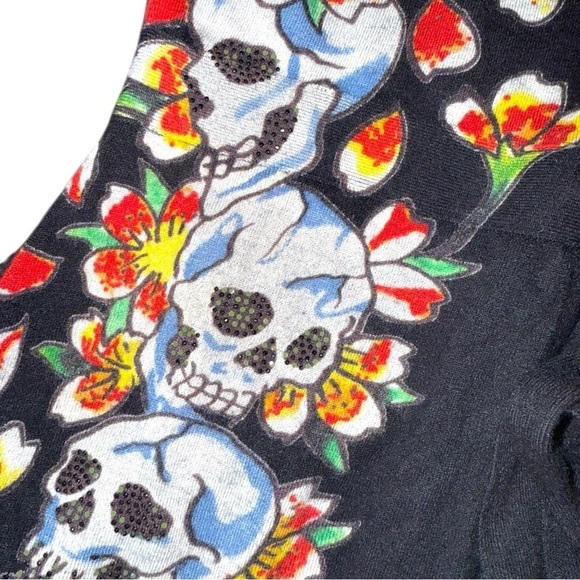 ▶️ Ed Hardy ◀️ 'True 'Til Death'Knit Belted Cardigan Sweater Vest - Picture 6 of 13